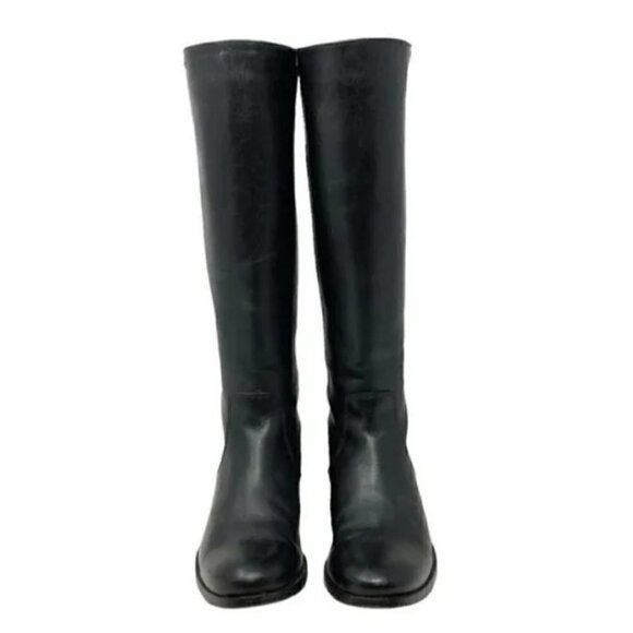 Frye Melissa Stud Knee High Rear Zip Black Leather Riding Boots - Size 6 - Picture 5 of 10